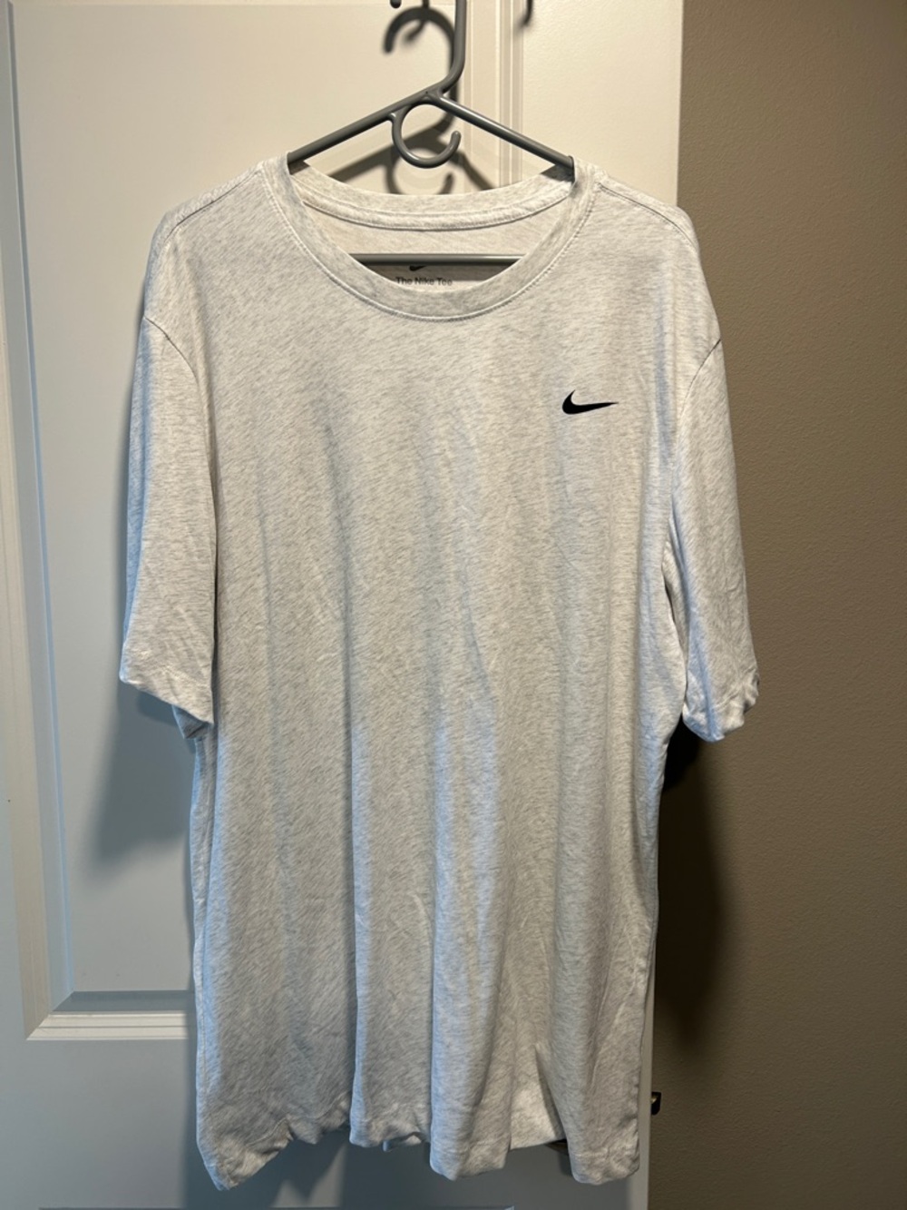 Nike Light Gray Short-Sleeve Crewneck Tee with Black Swoosh